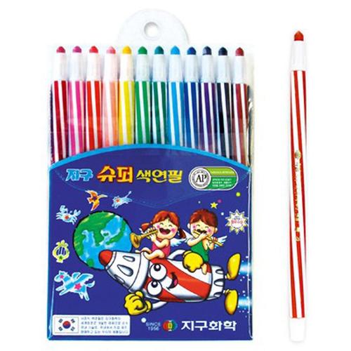 아이윙스-4500 슈퍼색연필12색 지구색연필 (2개) 어린이집 유치원 초등학교 신학기 입학선물 졸업선물