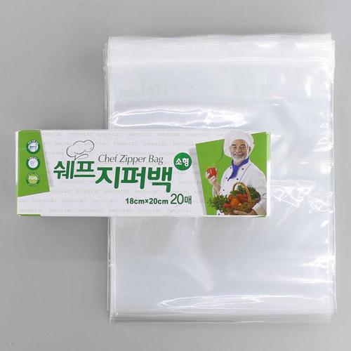 아이윙스-아이윙스 쉐프 위생 지퍼백 소형 20매 18x20cm 지퍼락 PE 비닐팩 투명봉투 (4개)
