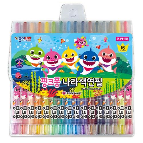 아이윙스-7000 종이나라 핑크퐁 색연필 16색 샤프식 어린이집 유치원 초등학교 신학기 입학선물 졸업선물
