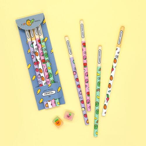 아이윙스-1000 PF 당근친구들 연필세트 (4개) 어린이집 유치원 학원학교 단체 크리스마스선물 답례품
