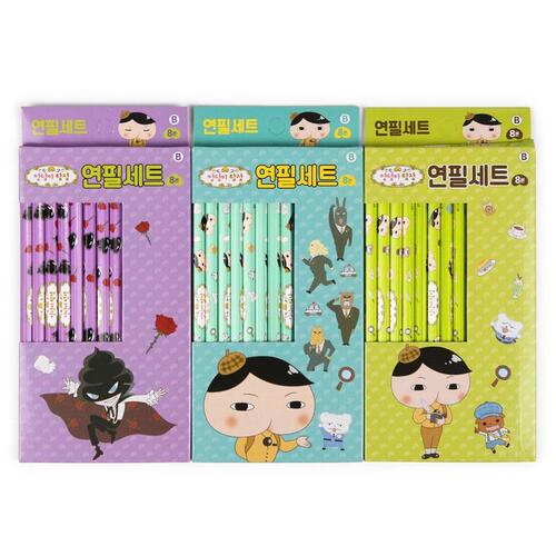 아이윙스-2000 엉덩이탐정 8본 연필세트 어린이집 유치원 초등학교 학원교회  단체선물 (4개)
