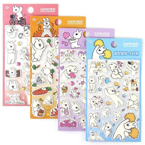 아이윙스-1500 오버액션 토끼 말랑말랑 스티커 어린이선물 (4개)