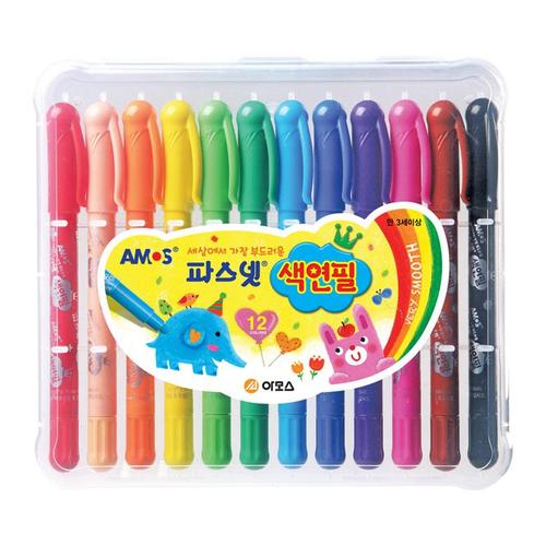 아이윙스-아모스 10000 파스넷 색연필 12색 어린이 단체선물