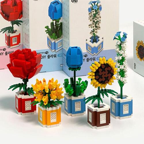 아이윙스-프리티 블럭 DIY 플라워 꽃만들기조립블럭 (2개) 어린이집 유치원 초등학교 신학기 입학선물 졸업선물