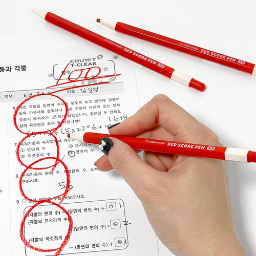 아이윙스-빨간 채점펜 노크식 채점용 색연필 3mm (5개) 어린이집 유치원 초등학교 신학기 입학선물 졸업선물